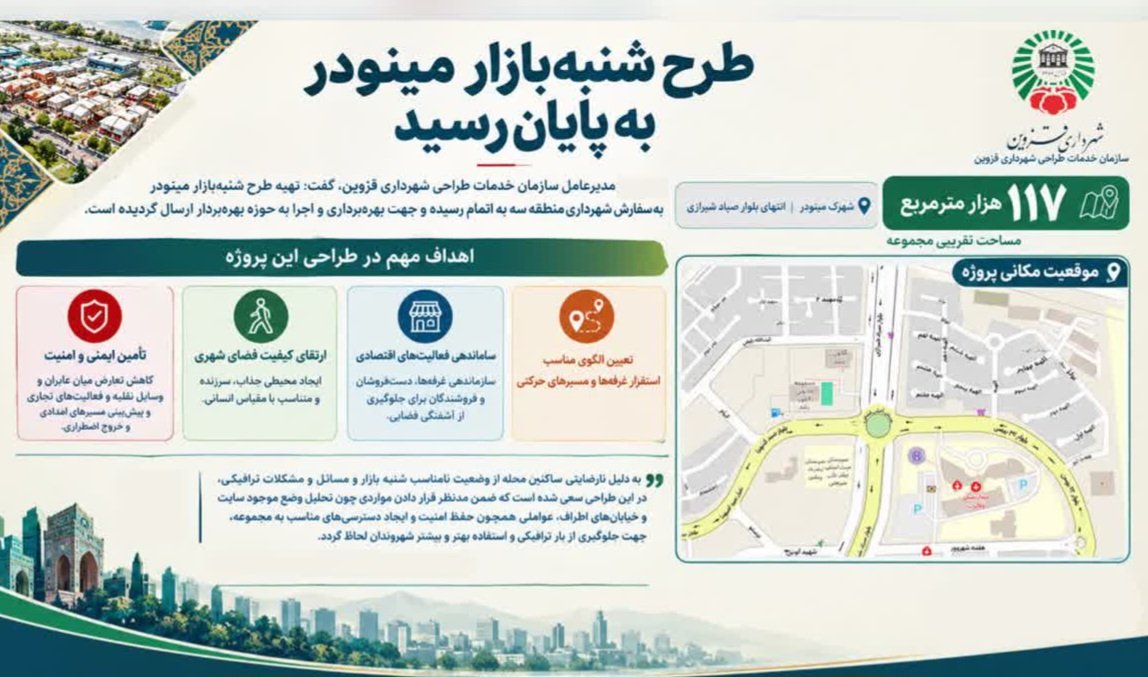 تهیه طرح شنبه‌بازار مینودر در زمینی به وسعت ۱۱۷ هزار مترمربع