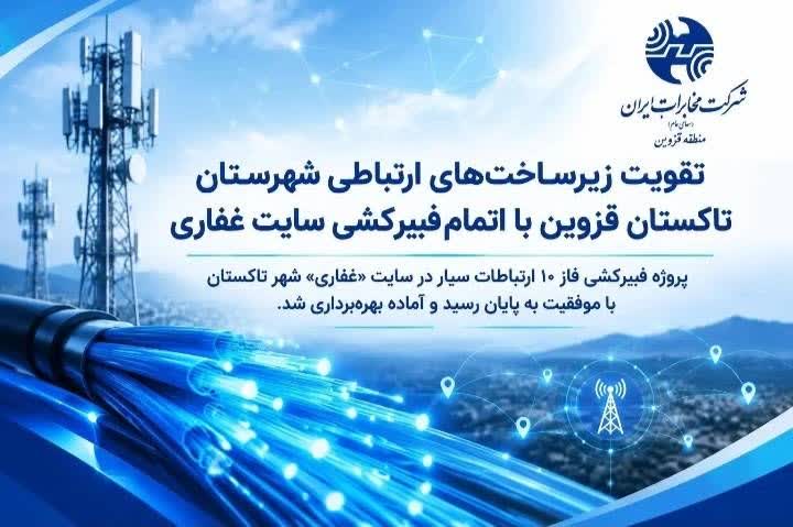 : تکمیل فیبرکشی سایت غفاری تاکستان